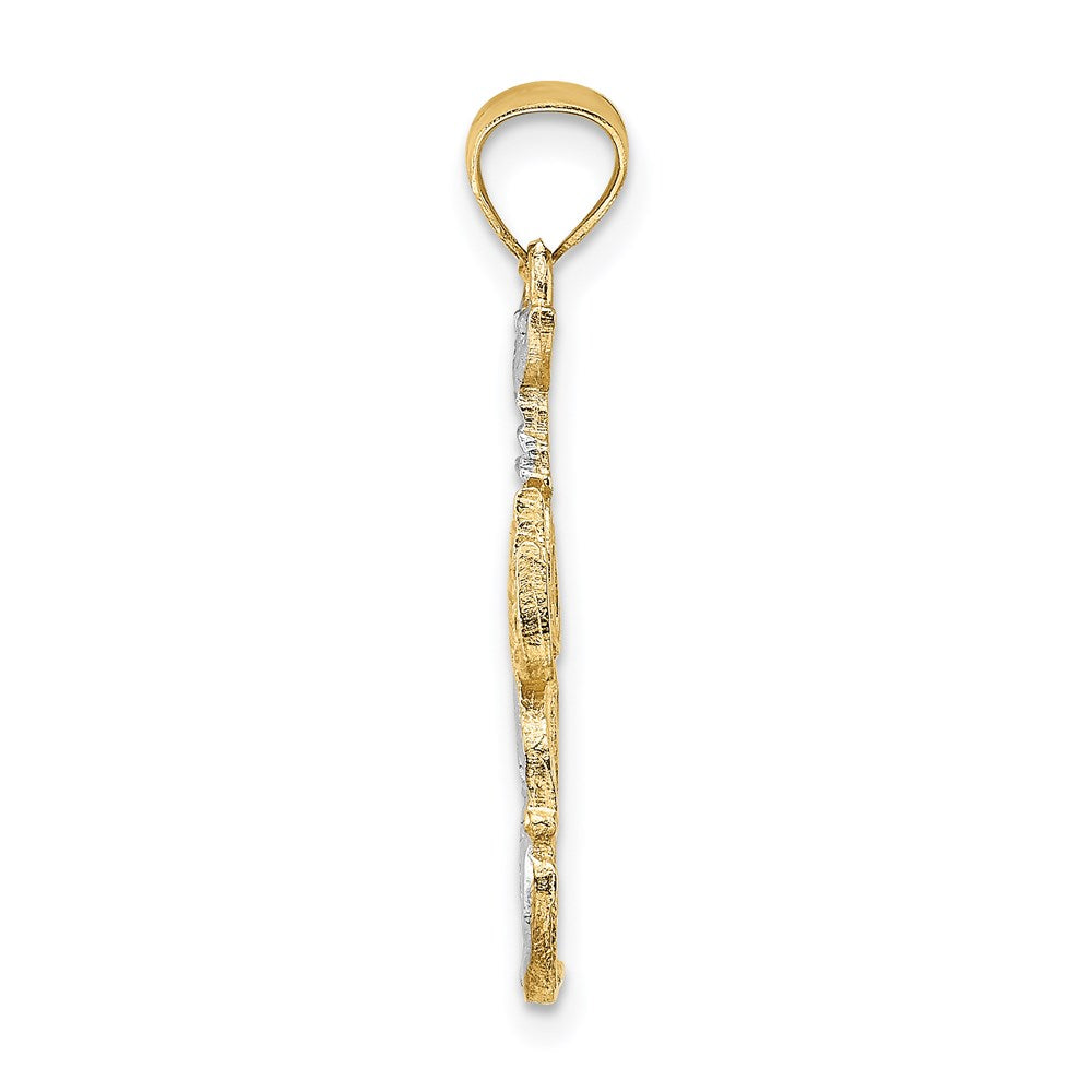 14K Yellow & Rhodium With White Lobster Charm