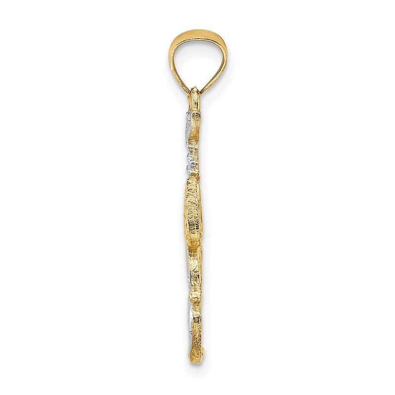 14K Yellow & Rhodium With White Lobster Charm