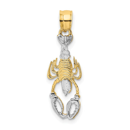 14K Yellow & Rhodium With White Lobster Charm