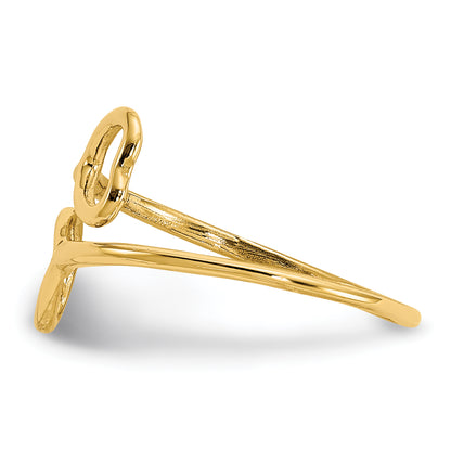 14K Yellow Gold Double Heart Toe Ring