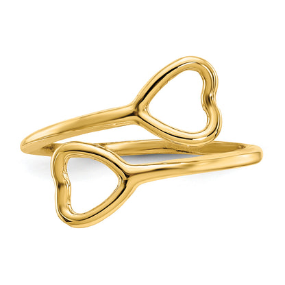 14K Yellow Gold Double Heart Toe Ring