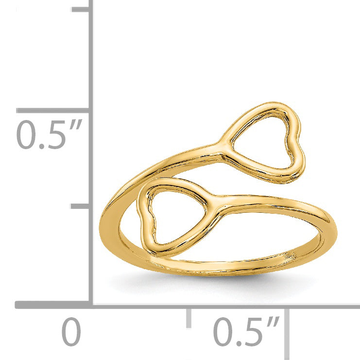 14K Yellow Gold Double Heart Toe Ring