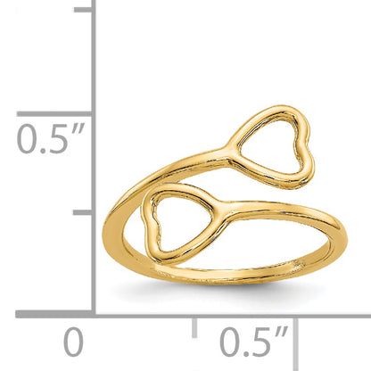 14K Yellow Gold Double Heart Toe Ring