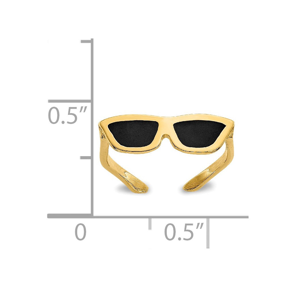 14K Yellow Gold Enameled Sunglasses Toe Ring
