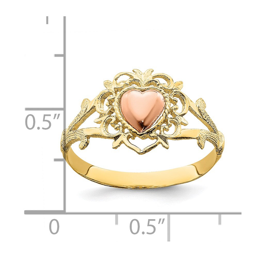 14K Two Tone Heart Ring