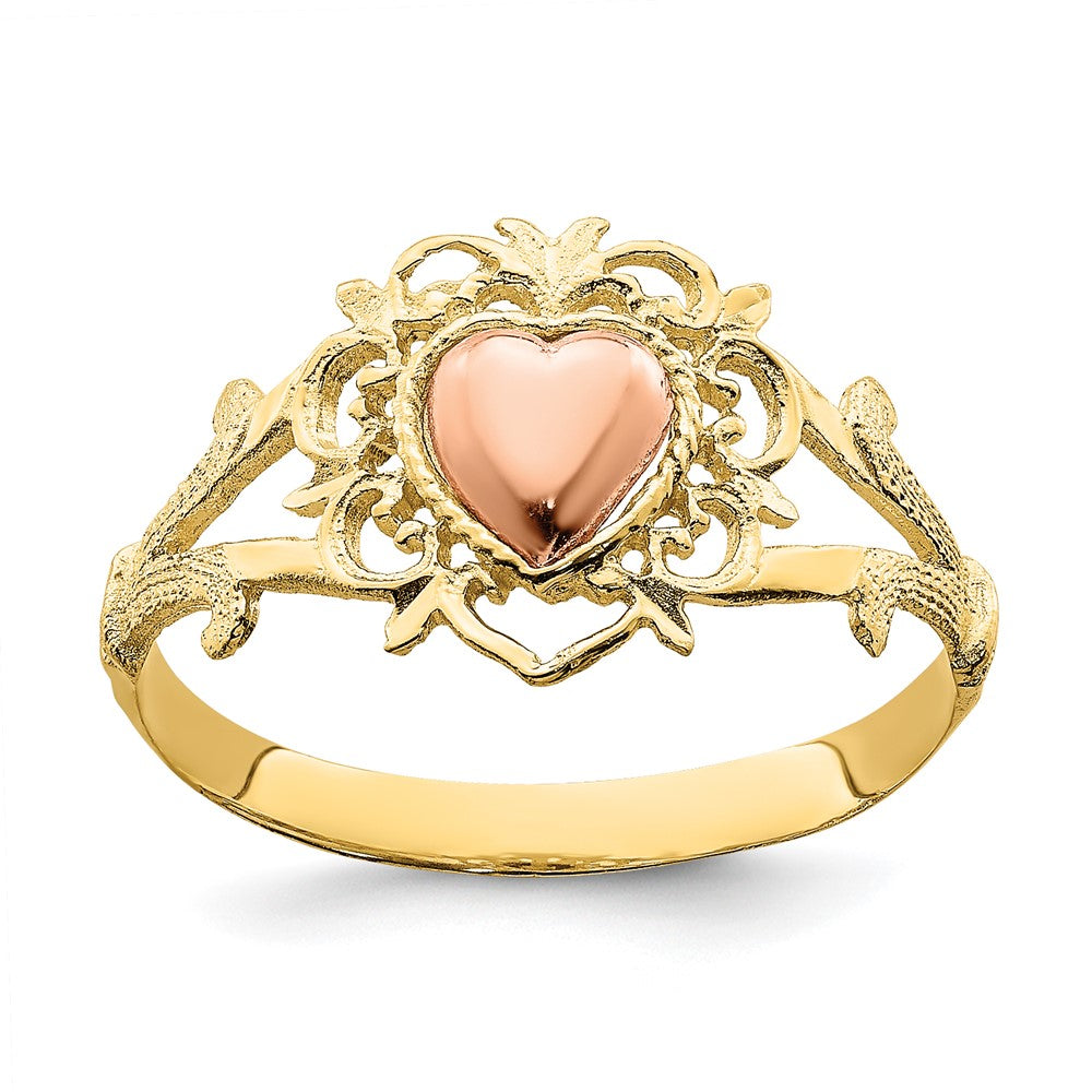 14K Two Tone Heart Ring