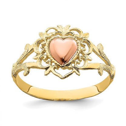 14K Two Tone Heart Ring