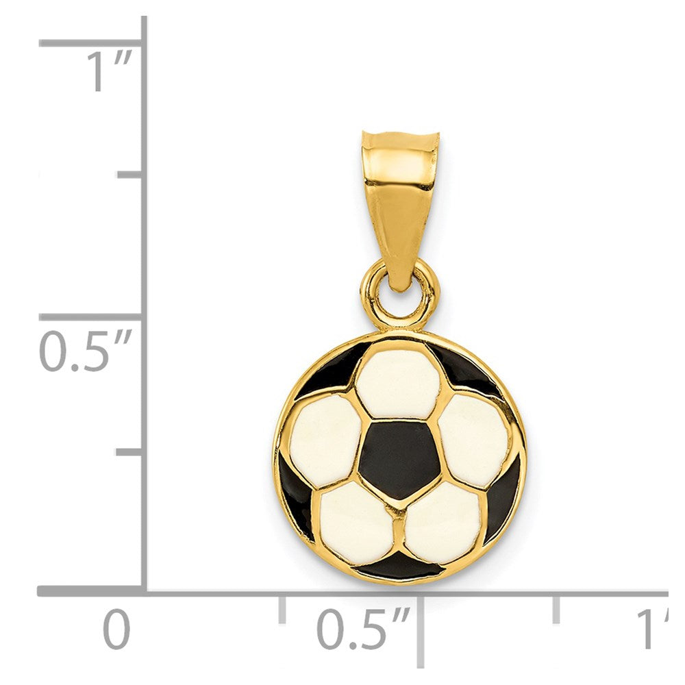 14K Yellow Gold Enameled Soccer Ball Pendant