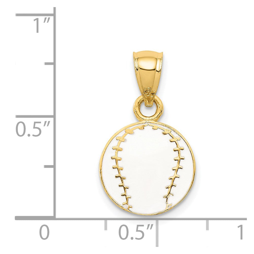 14K Yellow Gold Enameled Baseball Pendant