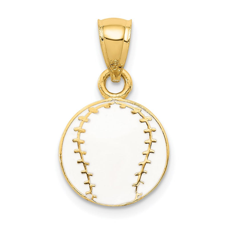 14K Yellow Gold Enameled Baseball Pendant