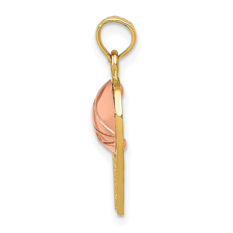 14K Two-Tone Basketball Hoop With Ball Pendant
