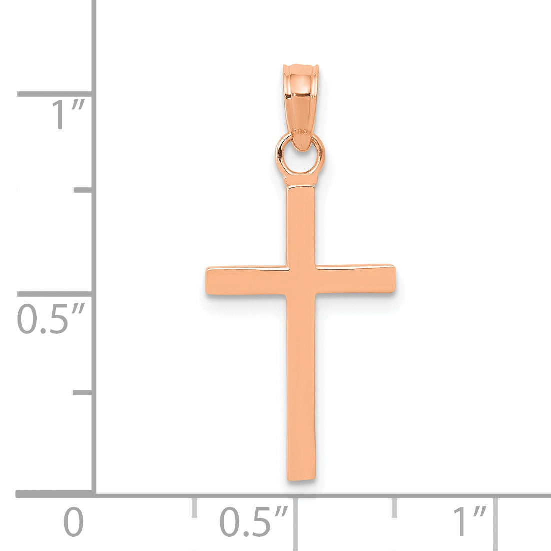 14K Rose Gold Polished Cross Pendant