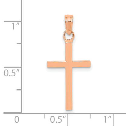 14K Rose Gold Polished Cross Pendant