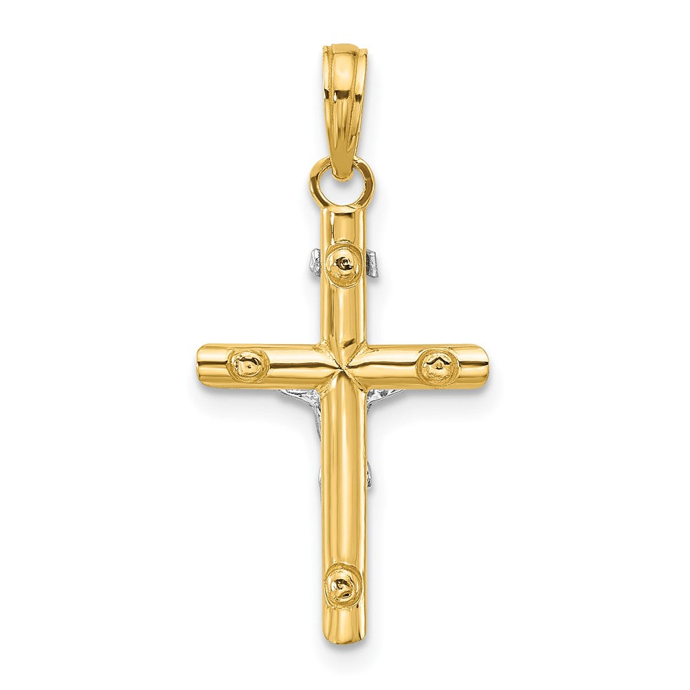14K Two-Tone Inri Hollow Crucifix Charm
