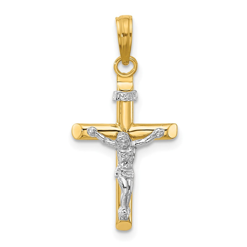 14K Two-Tone Inri Hollow Crucifix Charm