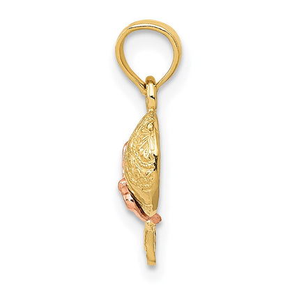 14K Two-Tone Baby Rattle Pendant
