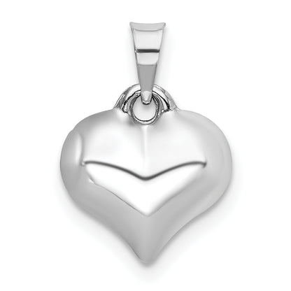 14K White Gold 3-D Puffed Heart Pendant