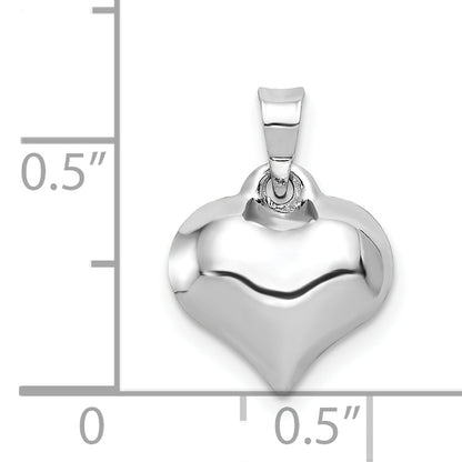 14K White Gold 3-D Puffed Heart Pendant