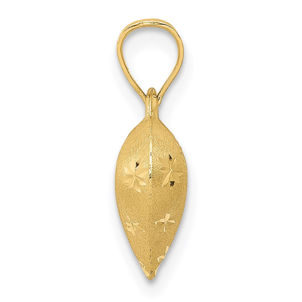 14K Yellow Gold Polished And Satin Diamond-Cut 3-D Puffed Heart Pendant