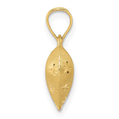 14K Yellow Gold Polished And Satin Diamond-Cut 3-D Puffed Heart Pendant