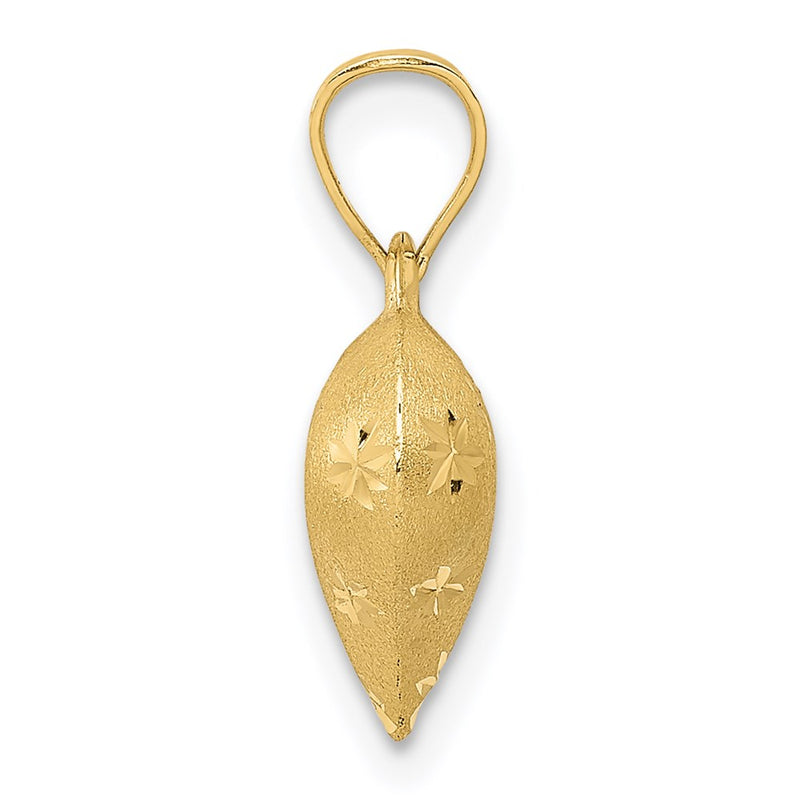 14K Yellow Gold Polished And Satin Diamond-Cut 3-D Puffed Heart Pendant