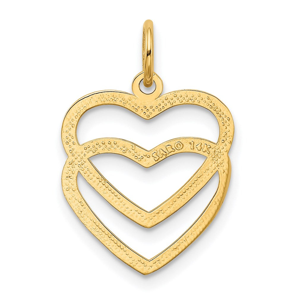 14K Yellow Gold Polished Double Heart Pendant
