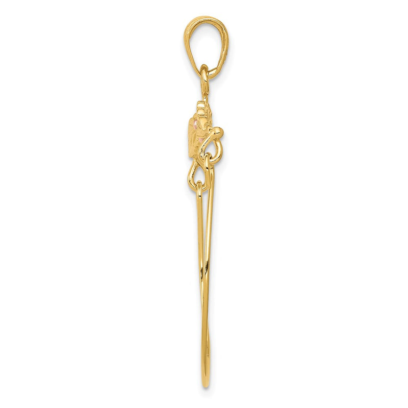 14K Two-Tone Leaves W/Flower Charm Holder