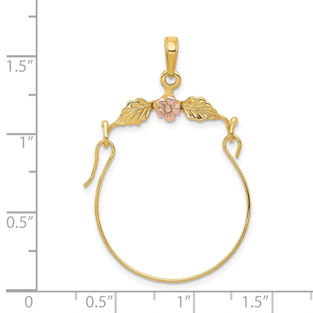 14K Two-Tone Leaves W/Flower Charm Holder