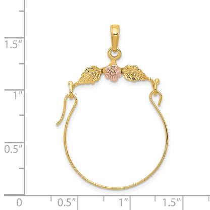 14K Two-Tone Leaves W/Flower Charm Holder