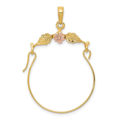 14K Two-Tone Leaves W/Flower Charm Holder