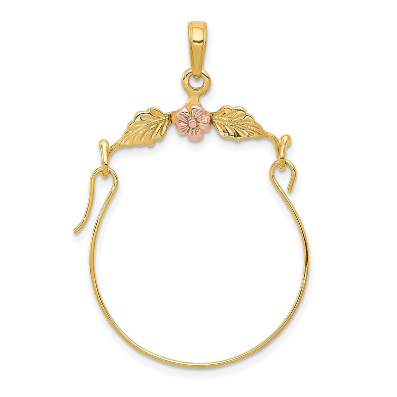 14K Two-Tone Leaves W/Flower Charm Holder