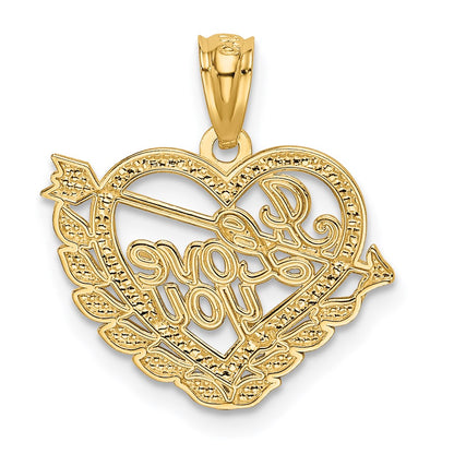 14K Yellow & Rhodium And I Love You Heart Pendant
