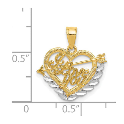 14K Yellow & Rhodium And I Love You Heart Pendant