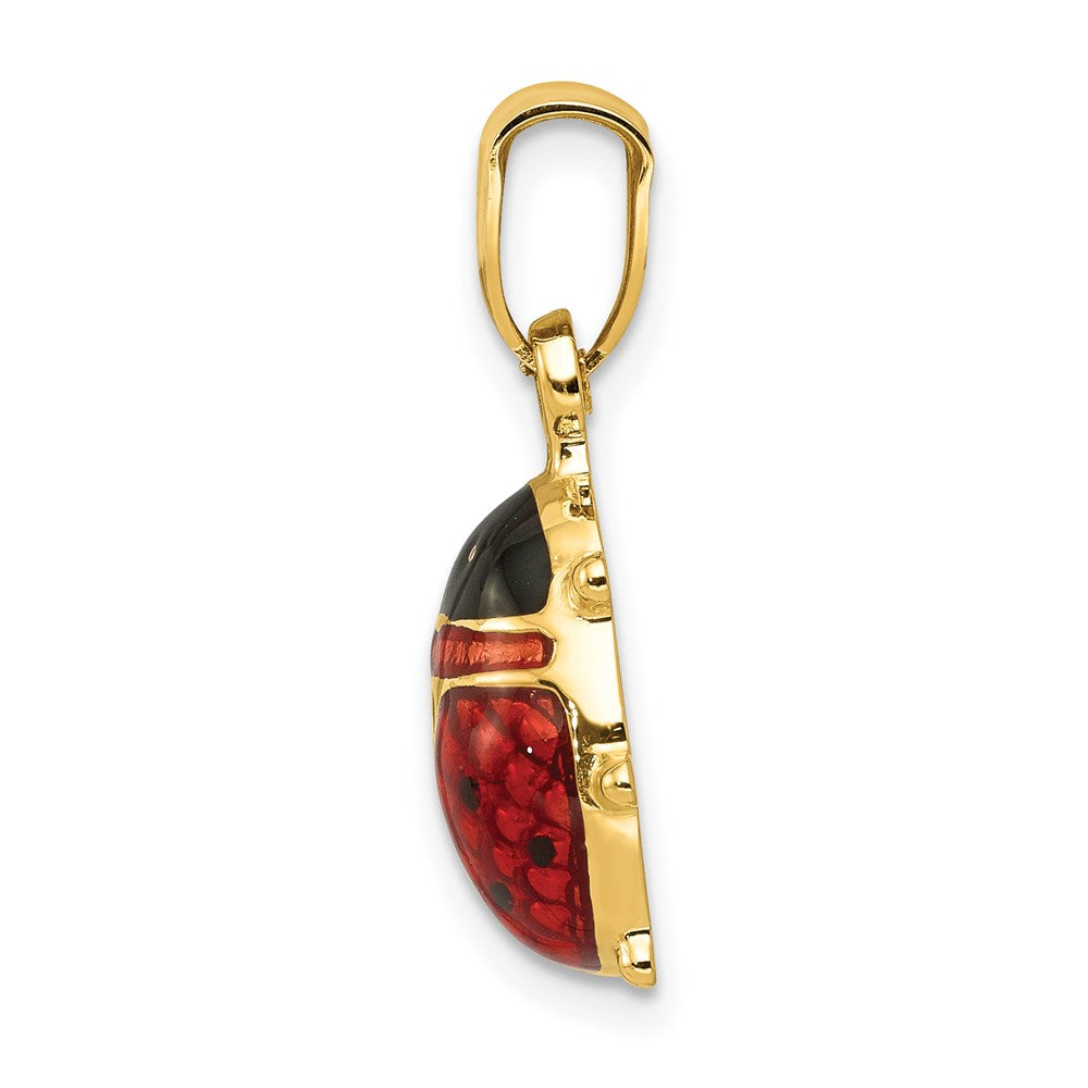 14K Yellow Gold Enameled Ladybug Charm