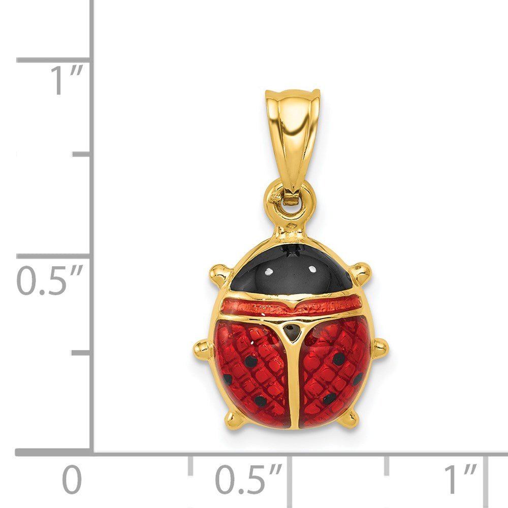 14K Yellow Gold Enameled Ladybug Charm