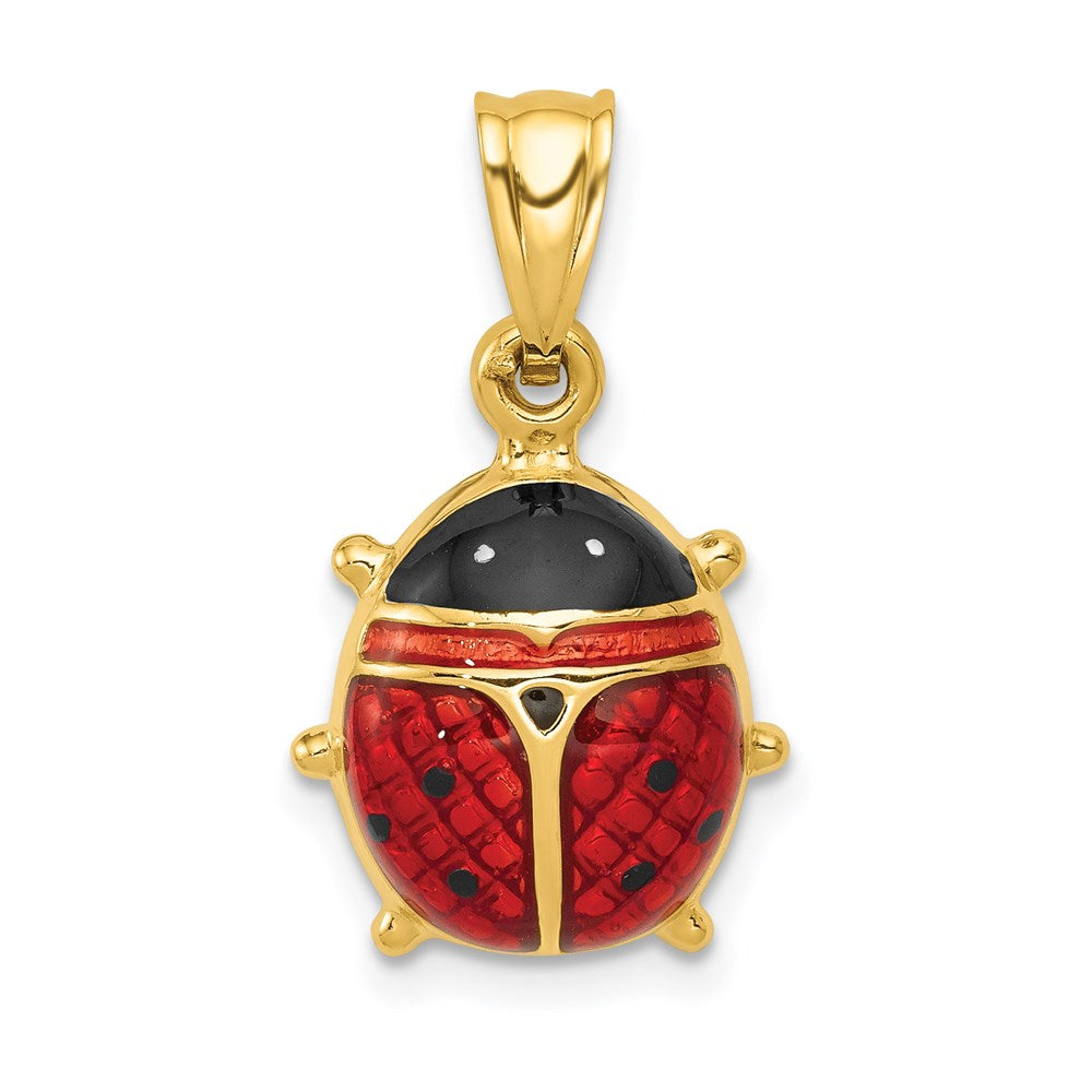 14K Yellow Gold Enameled Ladybug Charm