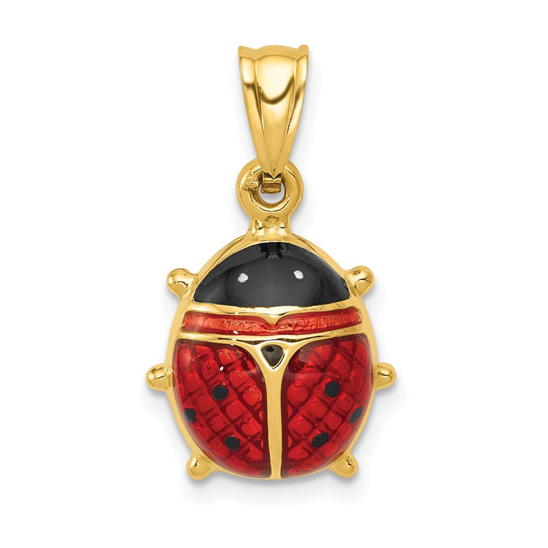 14K Yellow Gold Enameled Ladybug Charm
