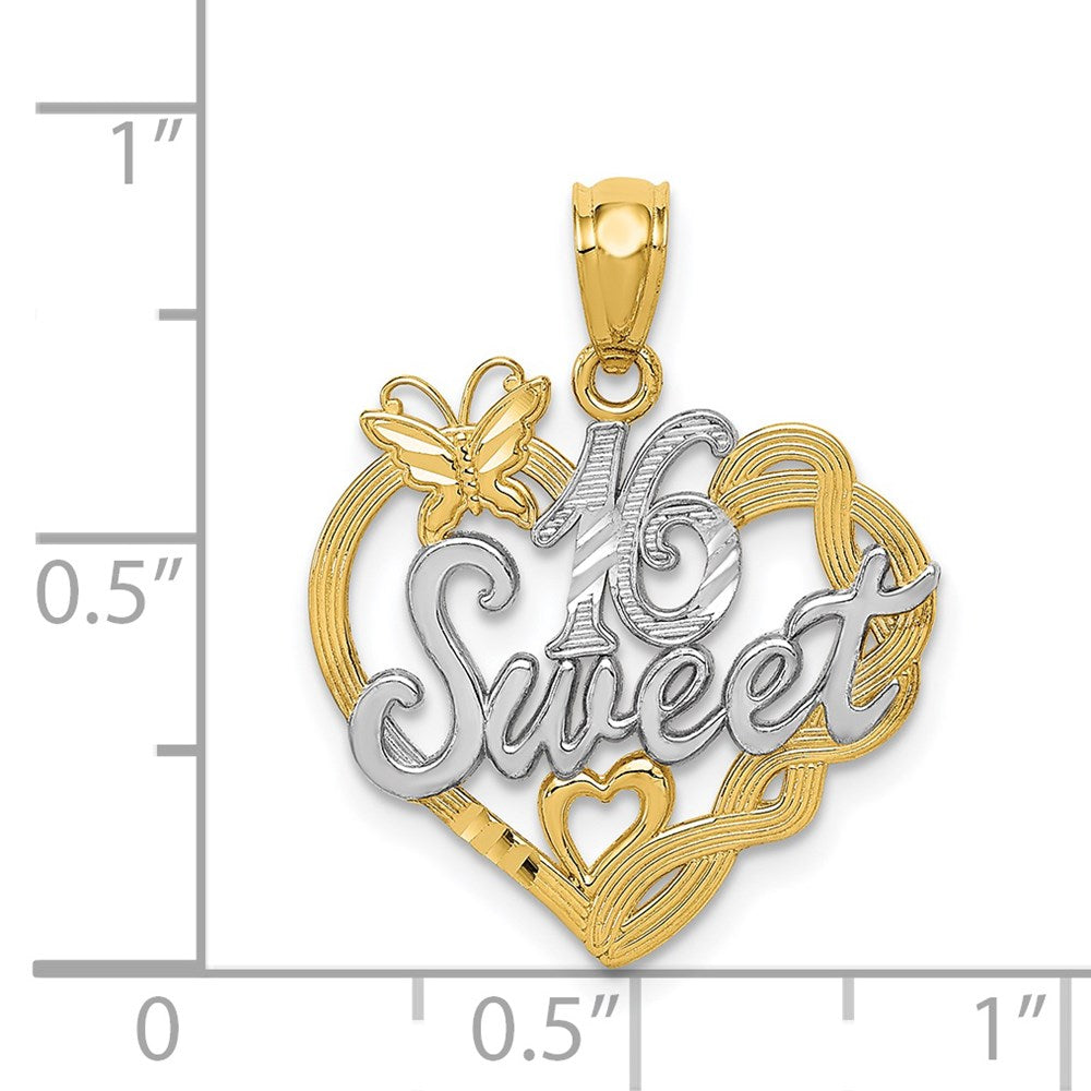 14K Yellow & Rhodium And Sweet 16 Pendant