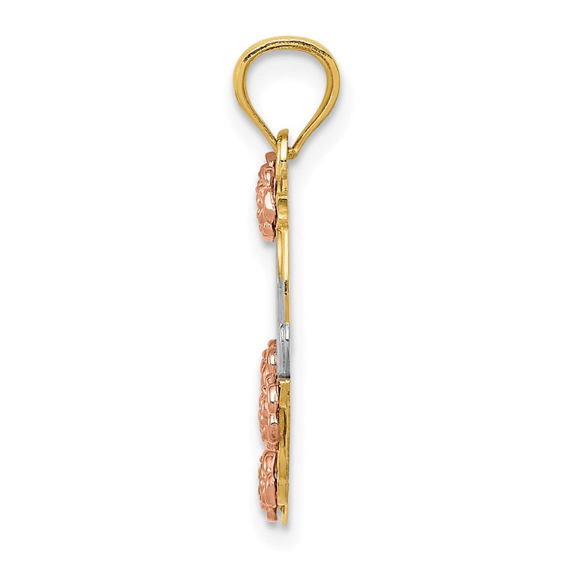 14K Two-Tone W/White Rhodium Mom Heart Pendant