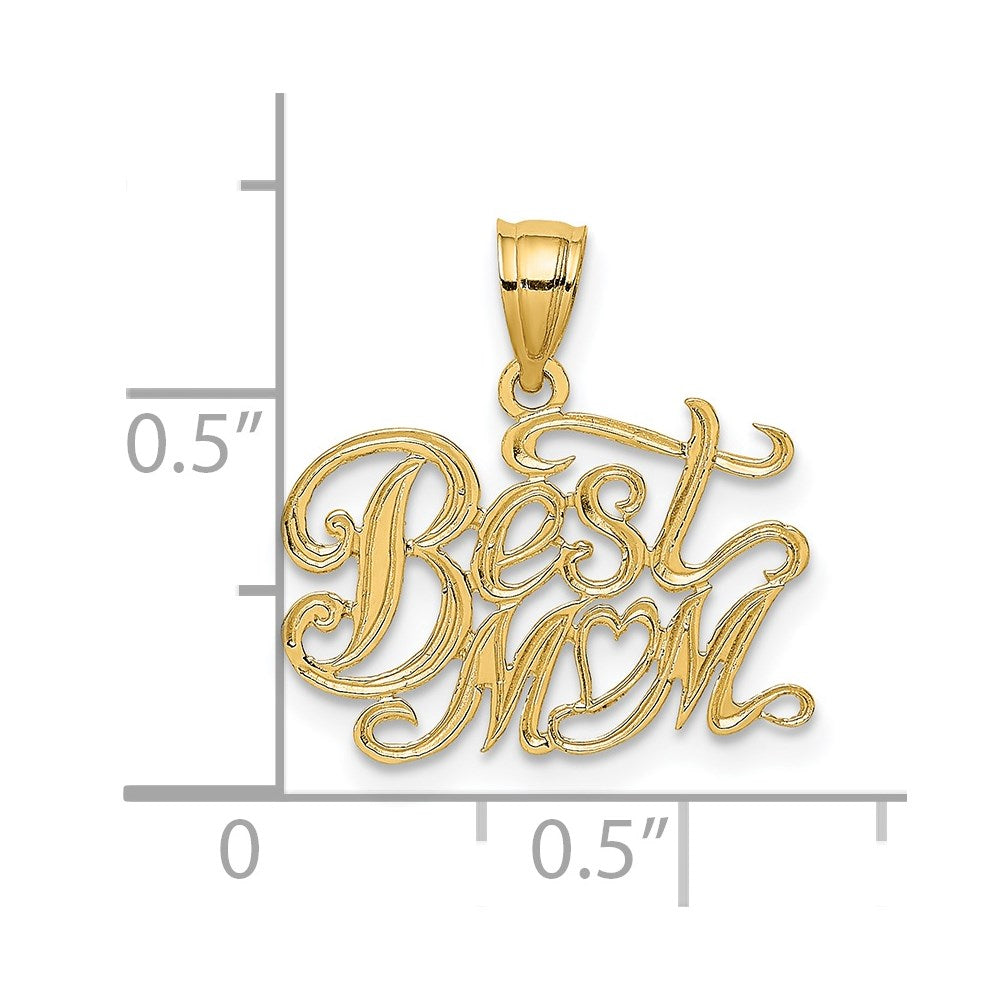 14K Yellow Gold Best Mom Charm