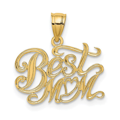 14K Yellow Gold Best Mom Charm