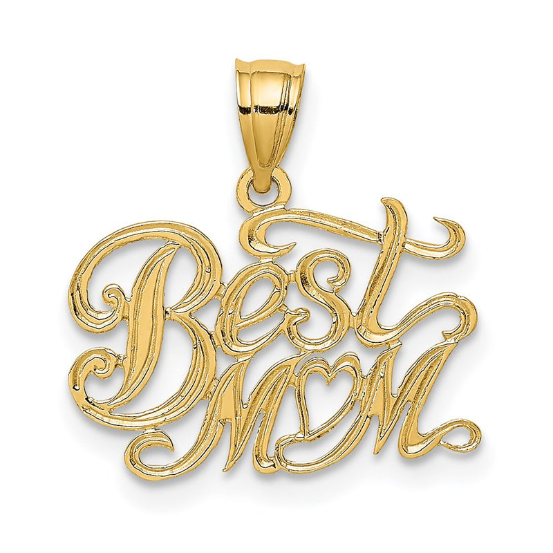 14K Yellow Gold Best Mom Charm