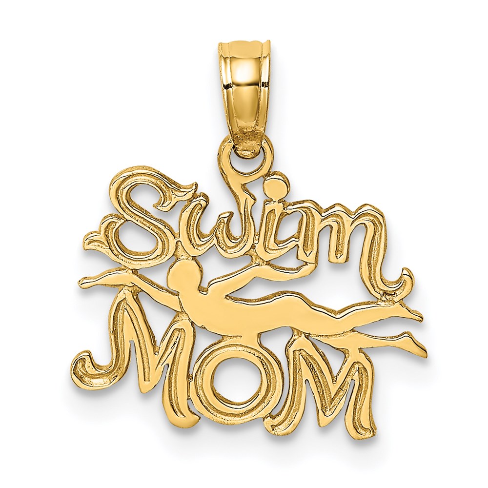 14K Yellow Gold Swim Mom W/Swimmer Charm