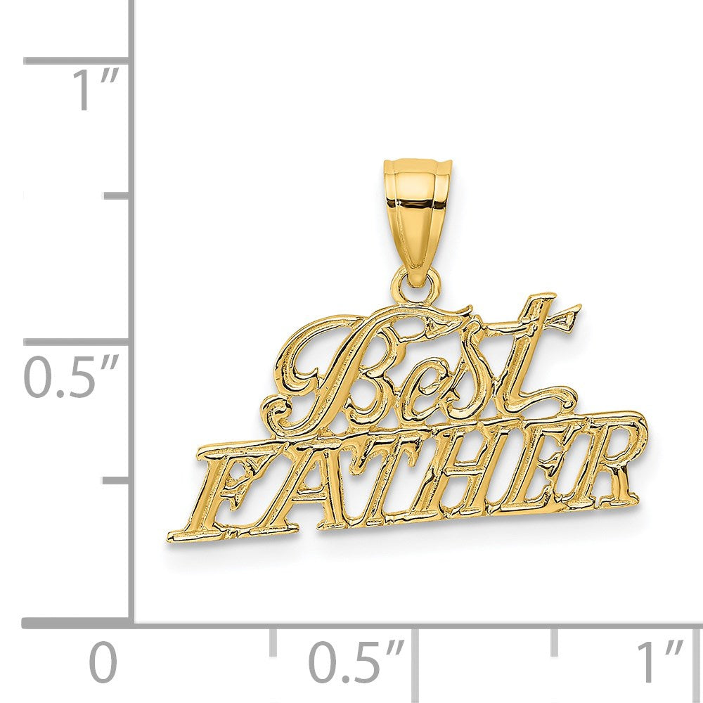 14K Yellow Gold Best Father Charm