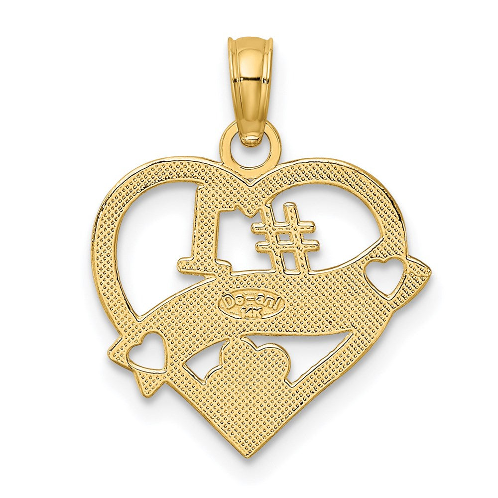 14K Yellow Gold #1 Wife Heart Charm