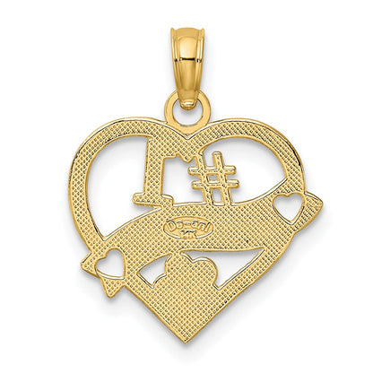 14K Yellow Gold #1 Wife Heart Charm