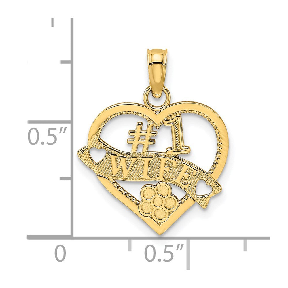 14K Yellow Gold #1 Wife Heart Charm