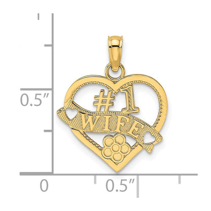 14K Yellow Gold #1 Wife Heart Charm