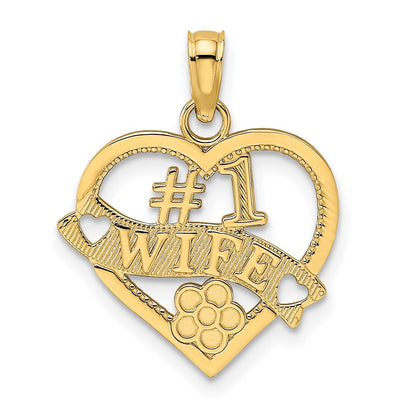 14K Yellow Gold #1 Wife Heart Charm