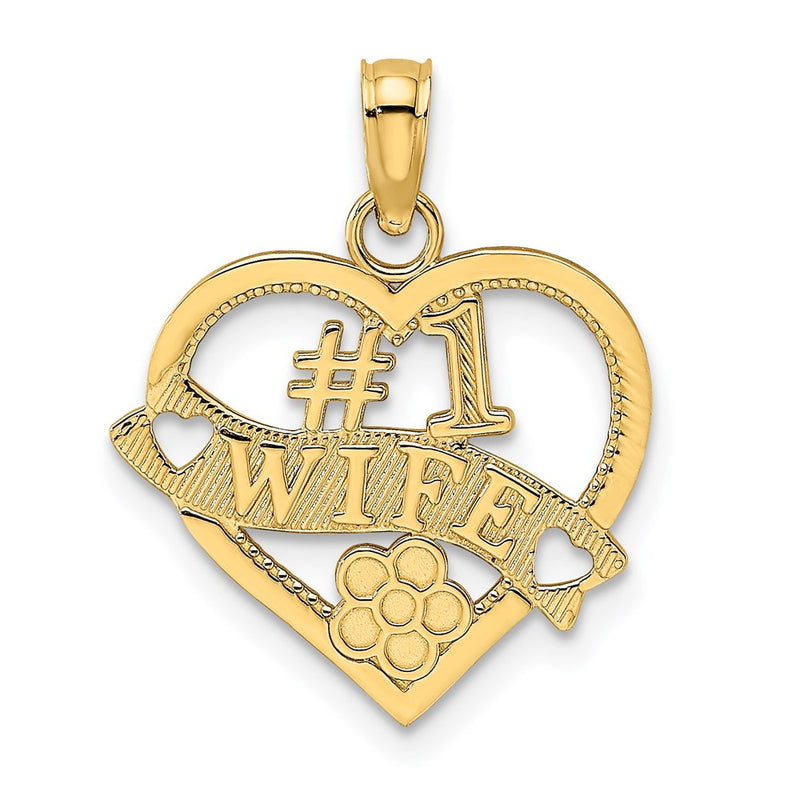 14K Yellow Gold #1 Wife Heart Charm